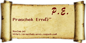 Praschek Ernő névjegykártya